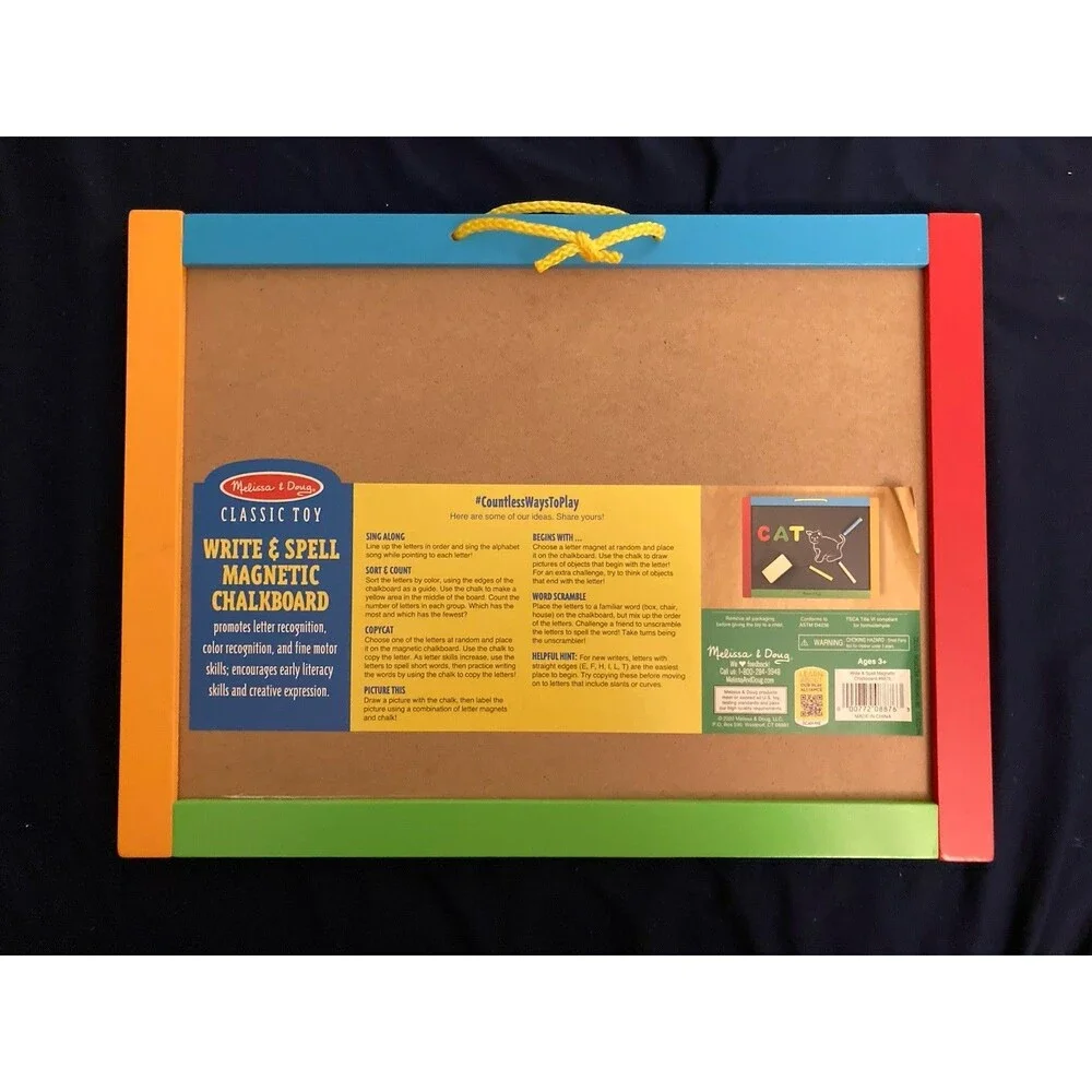 Melissa & Doug Chalkboard | Includes 1 Eraser And 10 Pieces Of Chalk (Assorted)